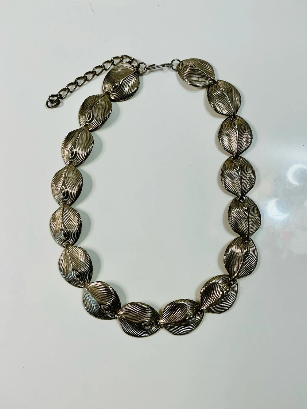 Antique Silver Leaf-Link Necklace - Women Jewelry